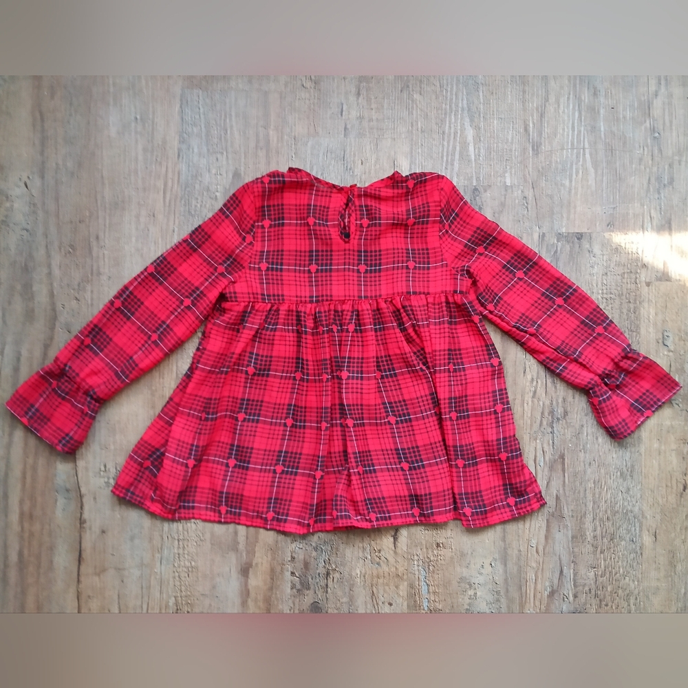 Disney Minnie Red Plaid Girls Blouse with Leopard Bow Size 4T - Picture 4 of 7